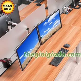 Giá đỡ 02 màn hình LCD trên bàn làm việc loại tay ngắn 1 khuỷu Model BK-04