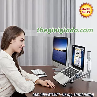 Giá đỡ LAPTOP kiêm giá đỡ MÁY TÍNH BẢNG loại tay dài 2 khuỷu BK-1S