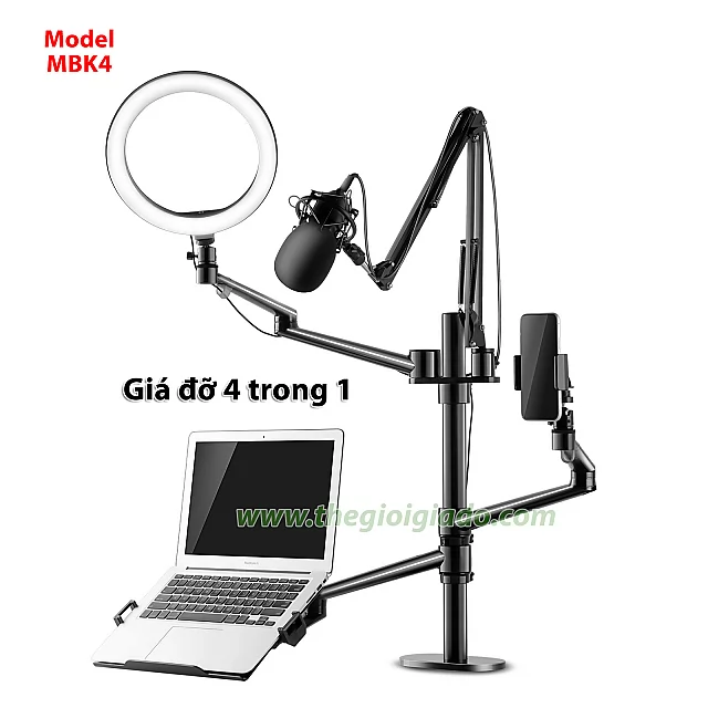Giá đỡ đèn livestream kiêm giá đỡ laptop và điện thoại Multi MBK4