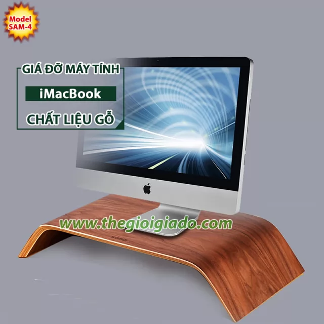 Giá đỡ iMac để bàn chất liệu gỗ SAM-4