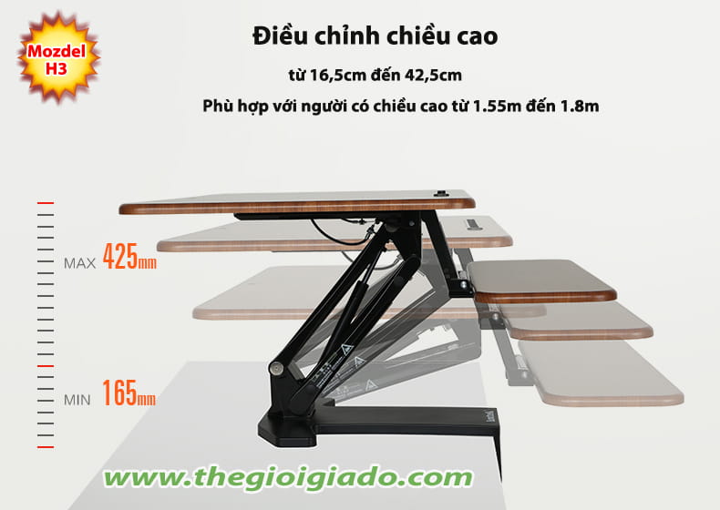B&agrave;n n&acirc;ng điều chỉnh chiều cao model H3 