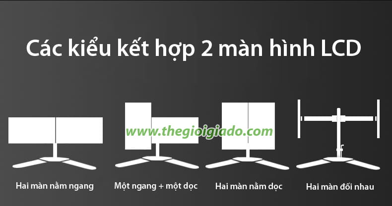 gi&aacute; đỡ hai m&agrave;n h&igrave;nh LCD m&aacute;y t&iacute;nh