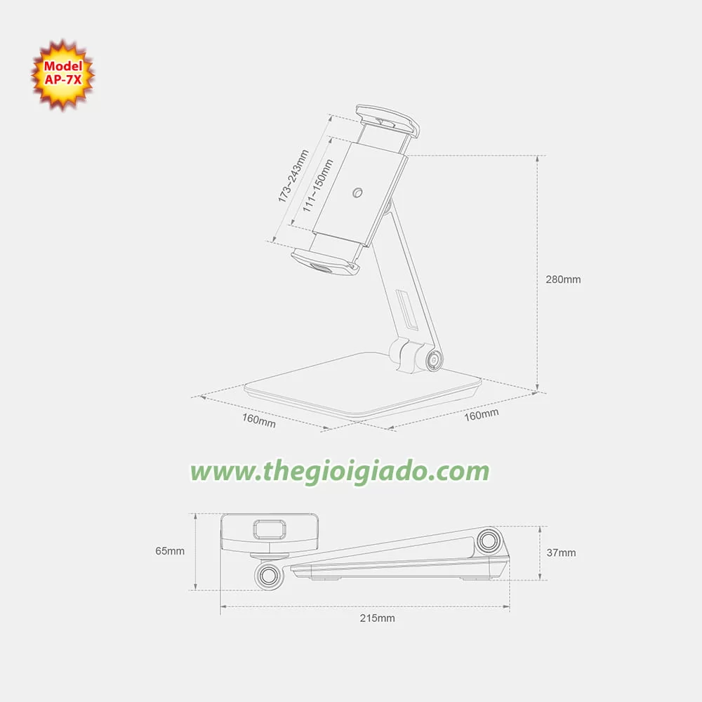 Giá đỡ ipad nâng hạ trên bàn Model AP-7X