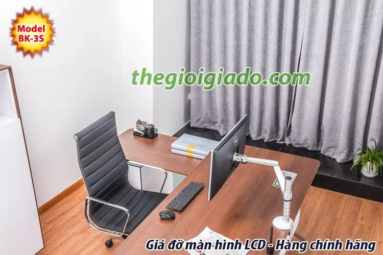 Giá đỡ màn hình LCD ĐƠN trên bàn làm việc loại tay dài 2 khuỷu BK-3S