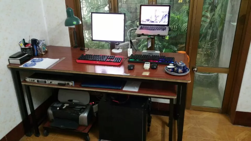 Giá đỡ 02 màn hình LCD trên bàn làm việc loại tay dài 2 khuỷu BK-4S