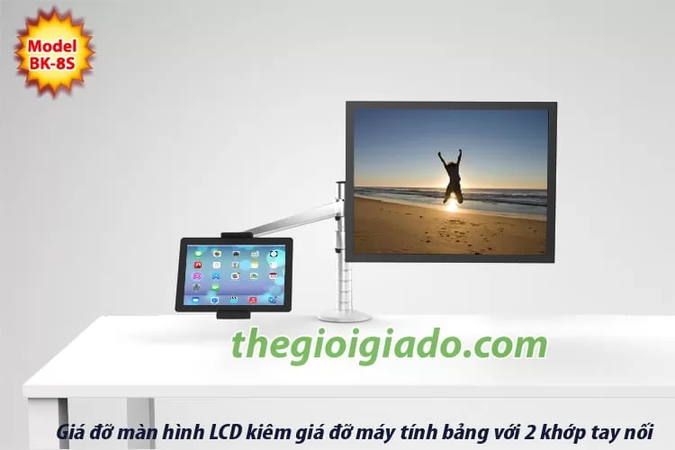 Giá đỡ màn hình LCD tay dài KIÊM giá đỡ MÁY TÍNH BẢNG tay dài BK-8S