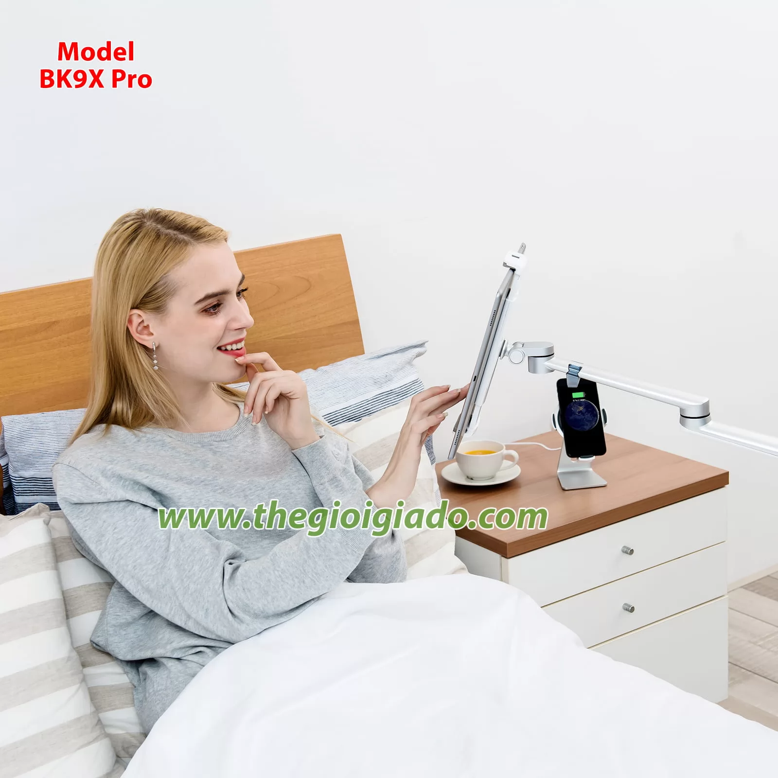 Giá đỡ LAPTOP tay dài KIÊM giá đỡ MÁY TÍNH BẢNG có chân đế BK-9X Pro