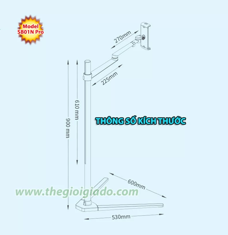 Giá đỡ Ipad pro kiểu chân đế nằm trên giường Model SB01N Pro