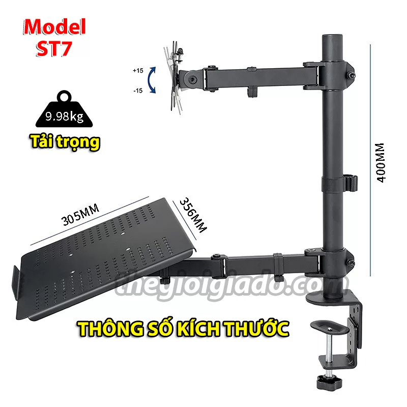 Giá đỡ màn hình LCD kiêm giá đỡ Laptop trên bàn Model ST7